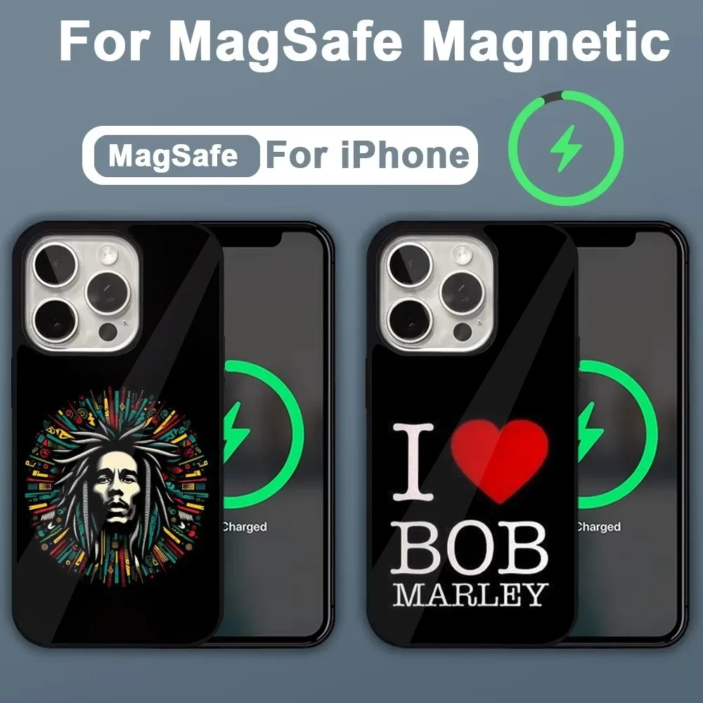 B-Bob Marley Rasta Lion Phone Case For iPhone 16,15,14,13,12,11,Plus,Pro,Max,Mini Magsafe Magnetic Wireless Charging