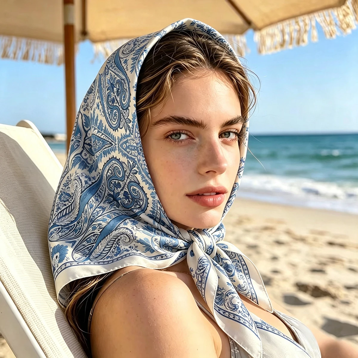 Women's Vintage Paisley Print Bandana Scarf Lightweight Soft Satin Versatile Neck Scarf Hairband Headband Stylish Accessory
