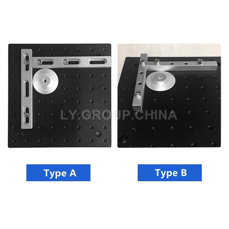 แท่นยึดตำแหน่งแบบคงที่พร้อมก้านอลูมิเนียมสำหรับเครื่องเลเซอร์ไฟเบอร์มาร์กกิ้งและแกะสลัก ใช้กับสกรู M6 แบบ A และ B