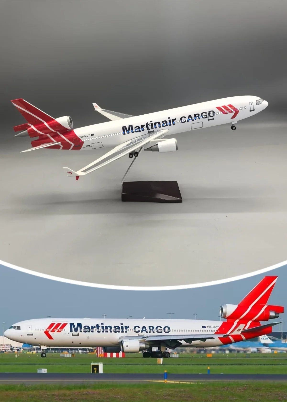 Modèle d'avion Martinair Cargo MD-11 MD11 à l'échelle 1/47 avec train d'atterrissage et roues, kit de modélisme, miniatures de collection, cadeau