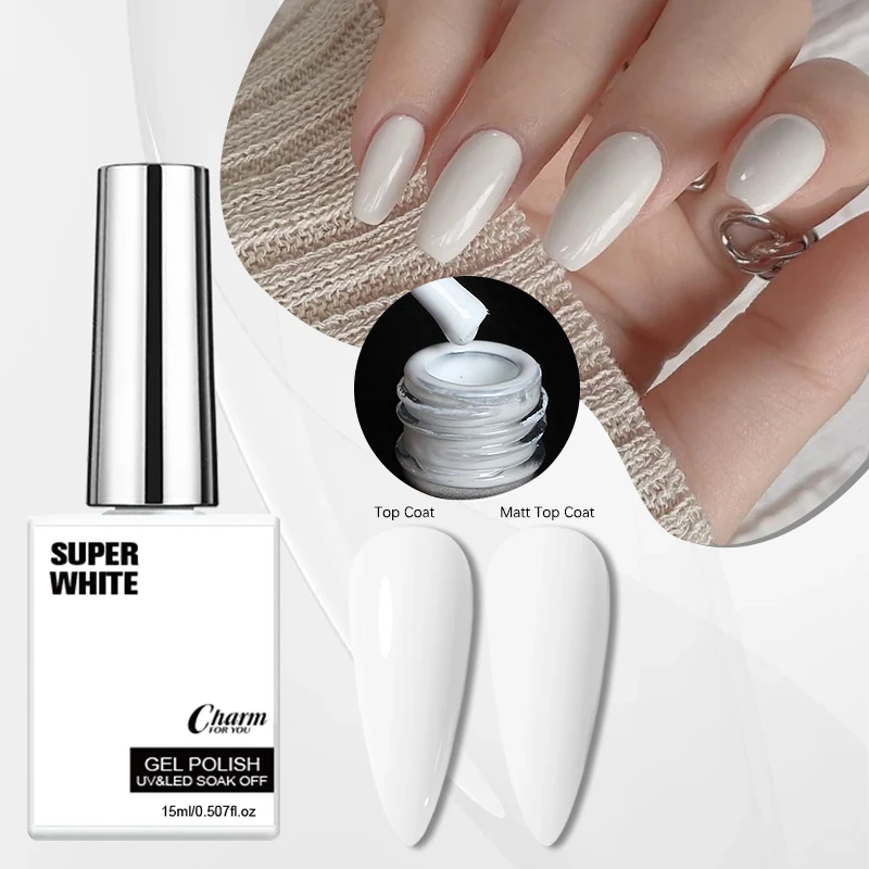 Superweißer Gel-Nagellack 15ml UV LED Soak-Off Hochpigmentiert Volle Deckkraft Langanhaltend Salonqualität Maniküre-Lack