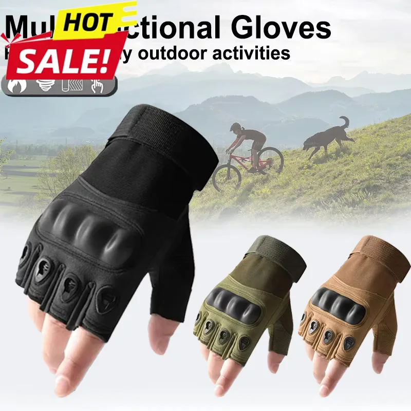 1 Pair Tactical Fingerless Anti-slip Glove for Men and Women - Ideal for Outdoor Sports, Shooting, Hunting, Airsoft, and Cycling