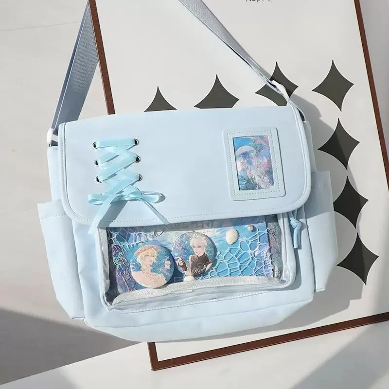 حقيبة كروس على طراز الكلية اليابانية للفتيات حقيبة كتف كاجوال متعددة الاستخدامات حقيبة حمل قماشية من فئة الطلاب