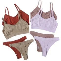 Frauen Nahtlose Bh Set High Cut Tanga Höschen Weibliche Sexy Dessous Draht Freies Büstenhalter Ungefüttert Komfort Sexy Unterwäsche Set