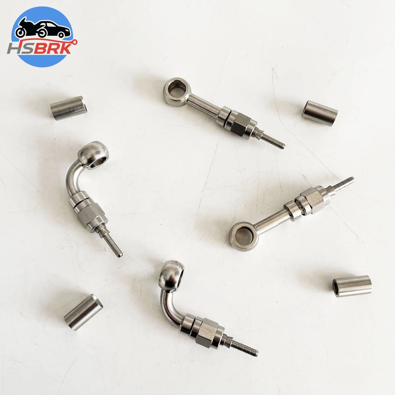 

M10 Stainless Steel Banjo Fitting 0 degree/90 degree Hydraulic Brake Hose Connector Crimp Type Brake Line Adapter