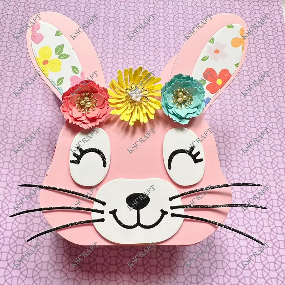 KSCRAFT 3D Bunny Box Metal Cutting Dies Stencils for DIY Scrapbooking Decorative Embossing DIY Paper Cards