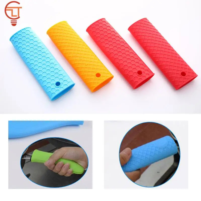 1Pcs Silicone Hot Handle Holder Potholder Saucepan Holder Sleeve Cookware Parts Kitchen Tools Cast Iron Skillets Pans Grip Cover