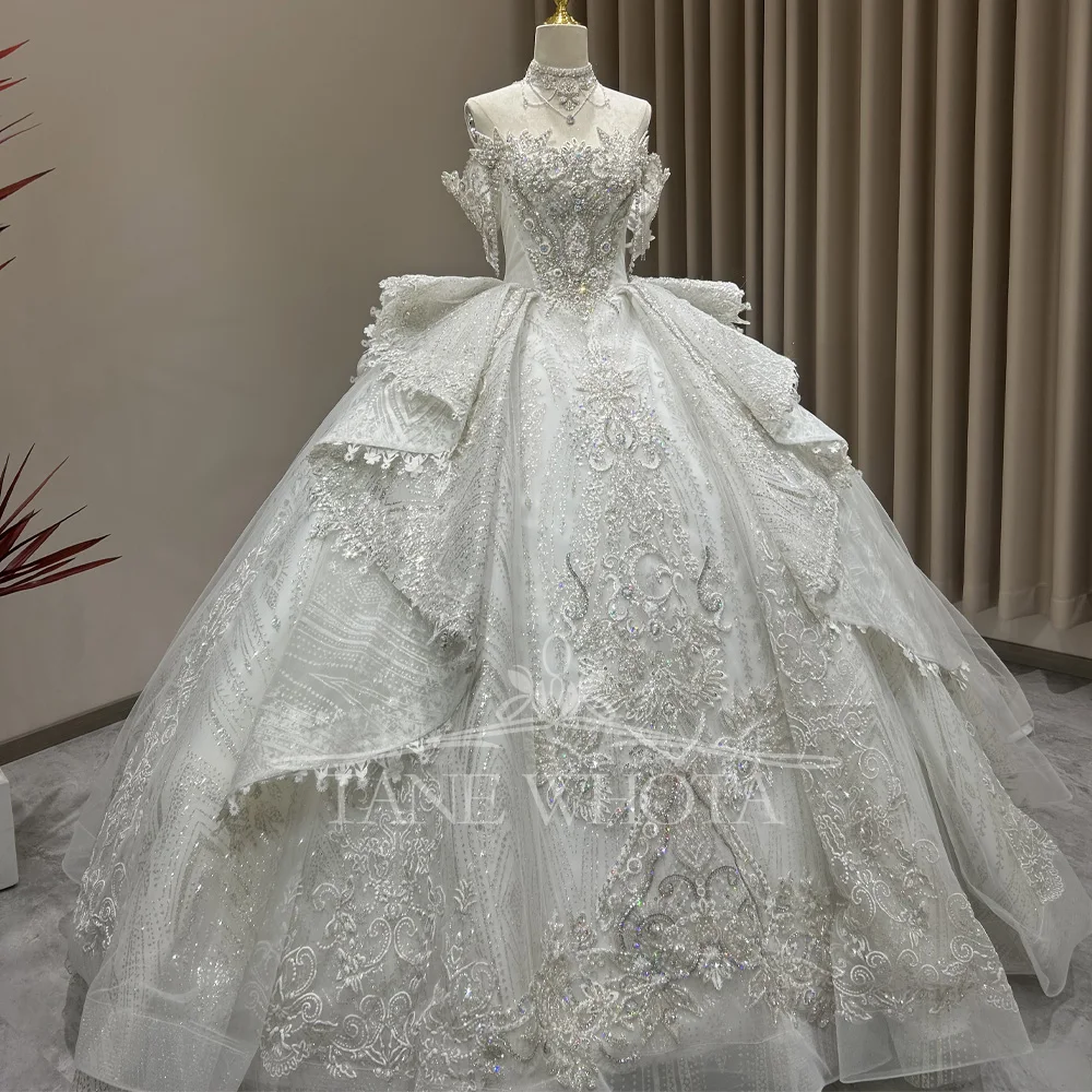 Robes De Mariée Sur Mesure Sweetheart Off Shoulder Lace Up Back Ball Gown Sequined Beading Embroidery Customized Wedding Dress