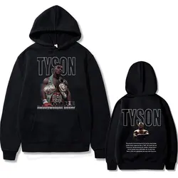 Sudadera con capucha con estampado de doble cara para hombre y mujer, ropa de calle masculina de gran tamaño con estampado de King Mike Tyson, Estilo Vintage e informal