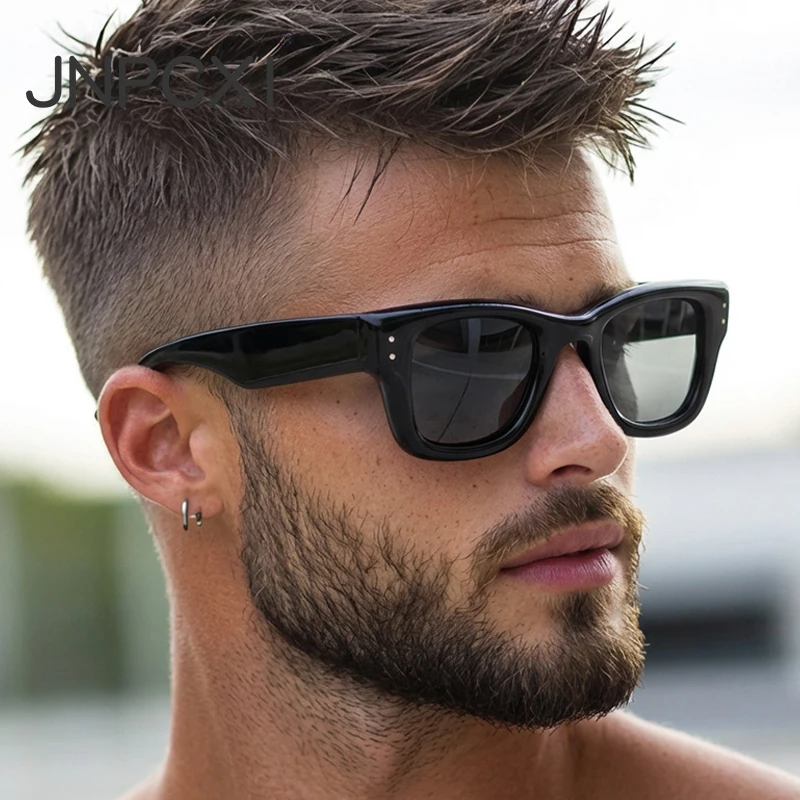 JNPCXI, nuevas gafas de sol cuadradas con remaches para mujer, gafas de sol con gradiente, gafas de sol UV400 a la moda de té negro para hombre, gafas de sol de tendencia