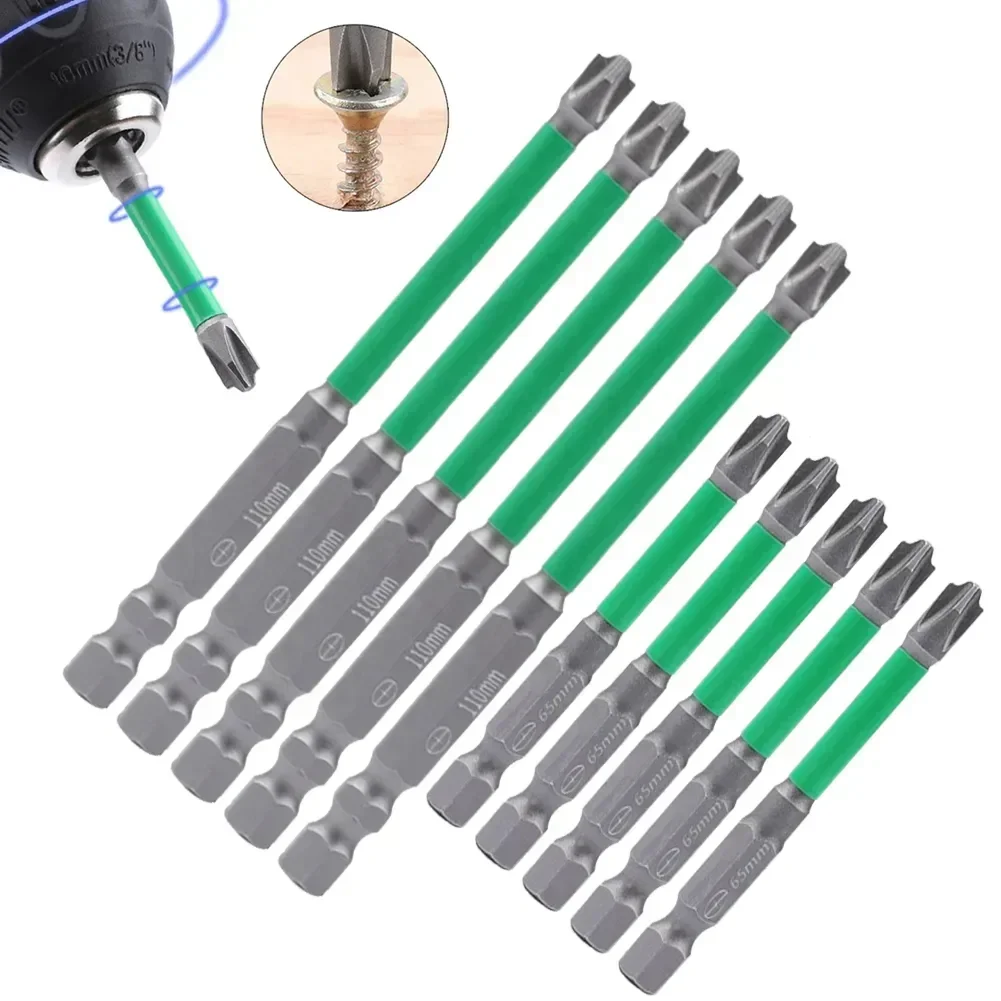1/2/5/6pcs 65 110mm Magnetic Special Slotted Cross Screwdriver Bit For Electrician FPH2 Screwdriver For Socket Switch Power Tool