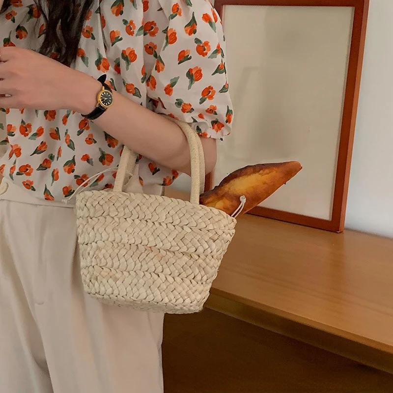 Straw Tote Bags for Women Rattan Woven Purses and Handbags Ladies Small Coin Wallet Beach Holiday Hand Bag