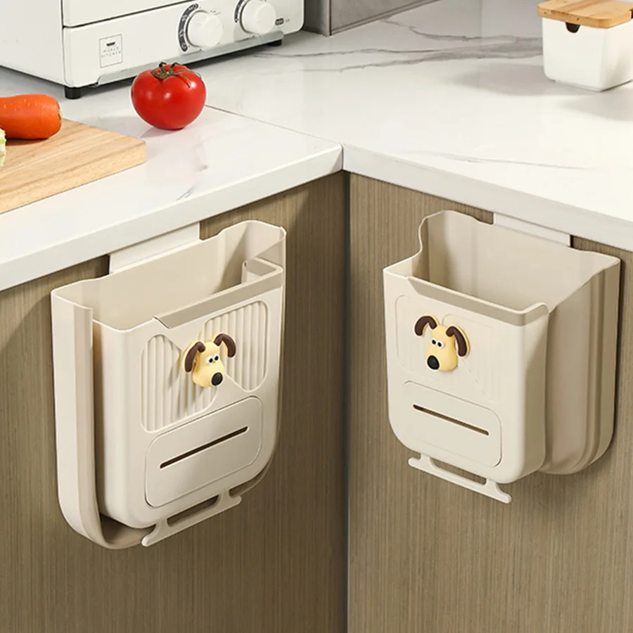 Plastic Wall-mounted Kitchen Folding Trash Can, Bend-free Multi-functional Household Large Cabinet Door Storage Bucket