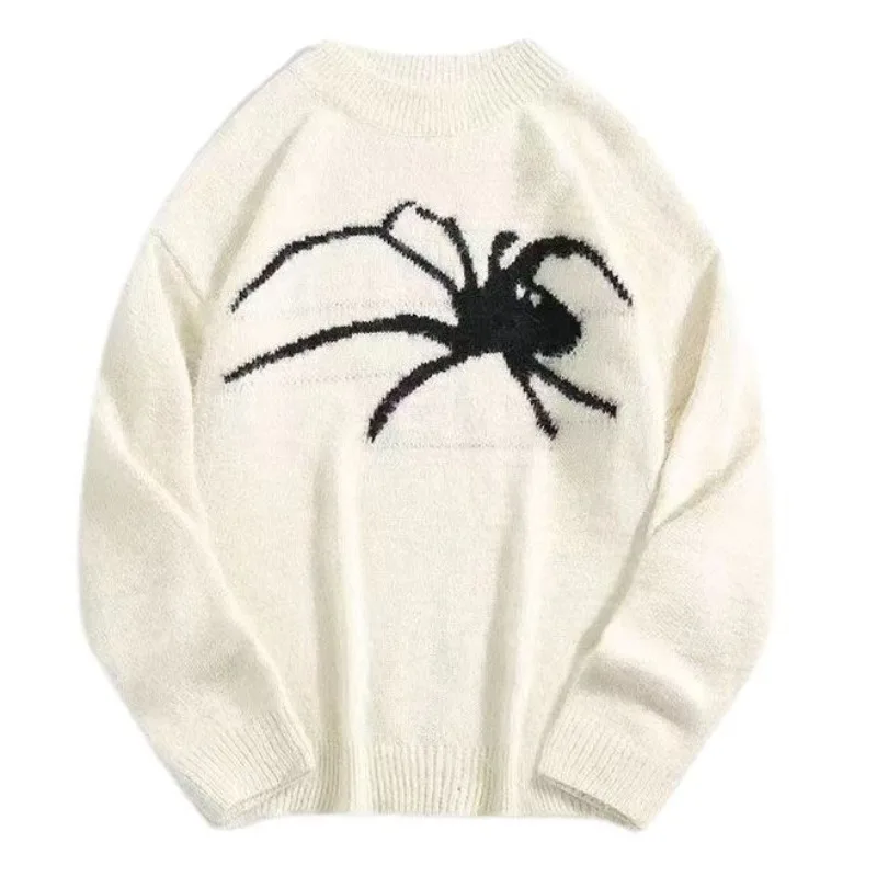 

2024 Autumn/Winter New Fashion Brand Crewneck Loose Sweater Personality Jacquard Spider Pattern Men's Sweater