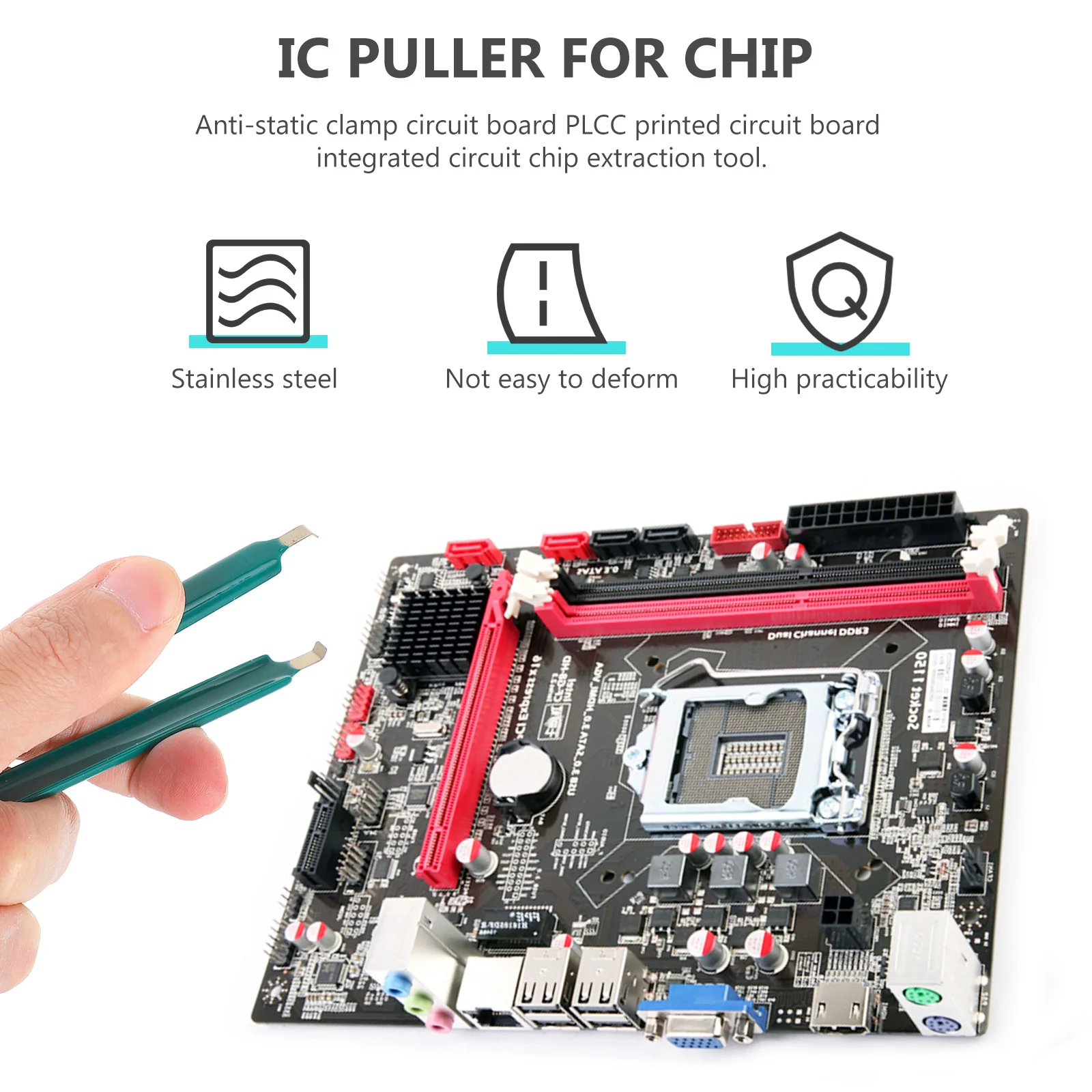 

4Pcs CPU Chip Up Tool Stainless Steel Plastic Ic Extractor for Dvd Computer Repair Anti-Static Precision Grabber Electronic