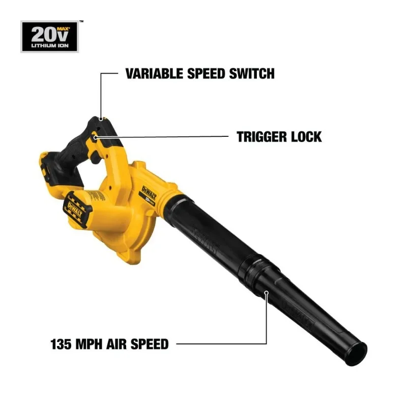 DEWALT DCE100 Kit Compact Cordless Jobsite Blower 20V Power Tools With Battery Charger