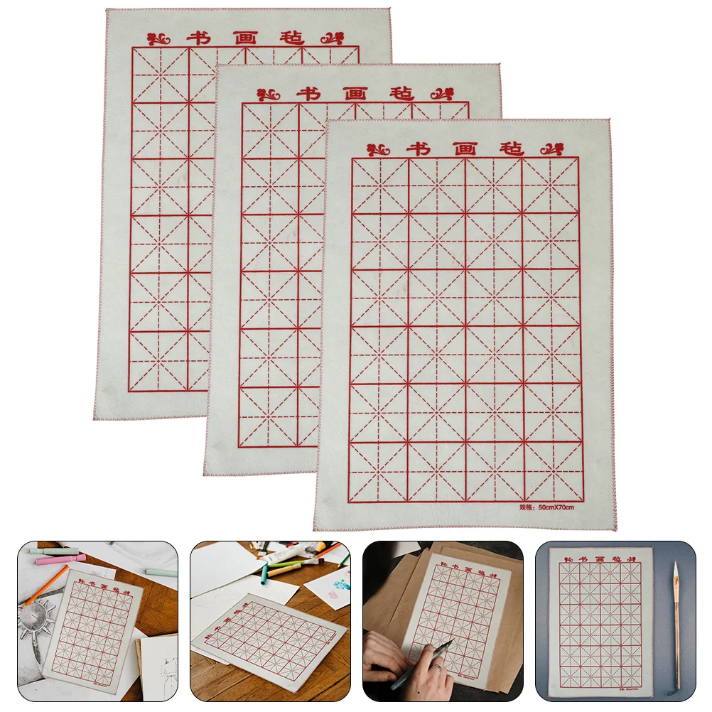 

3 Pcs Calligraphy Practice Mat Chinese Felt Mats Cushions Household Painting Students Drawing Writing