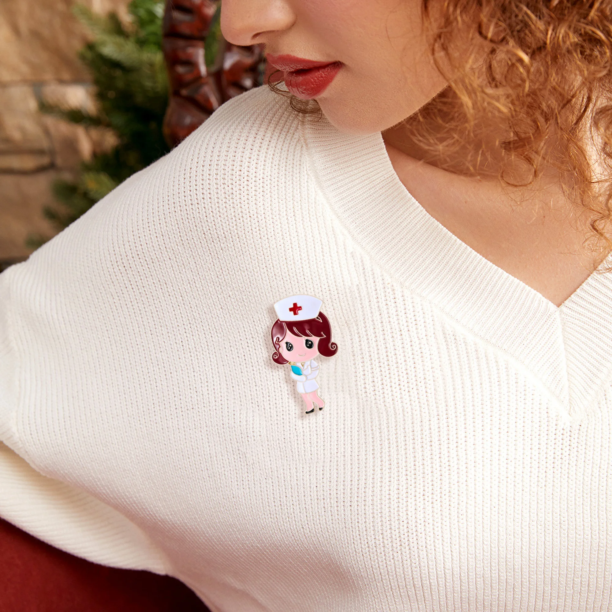 Enamel Nurse Brooches for Women 9 Styles Cat's Eye Stone Female Nurses Pin Medical Party Friend Gifts Accessories