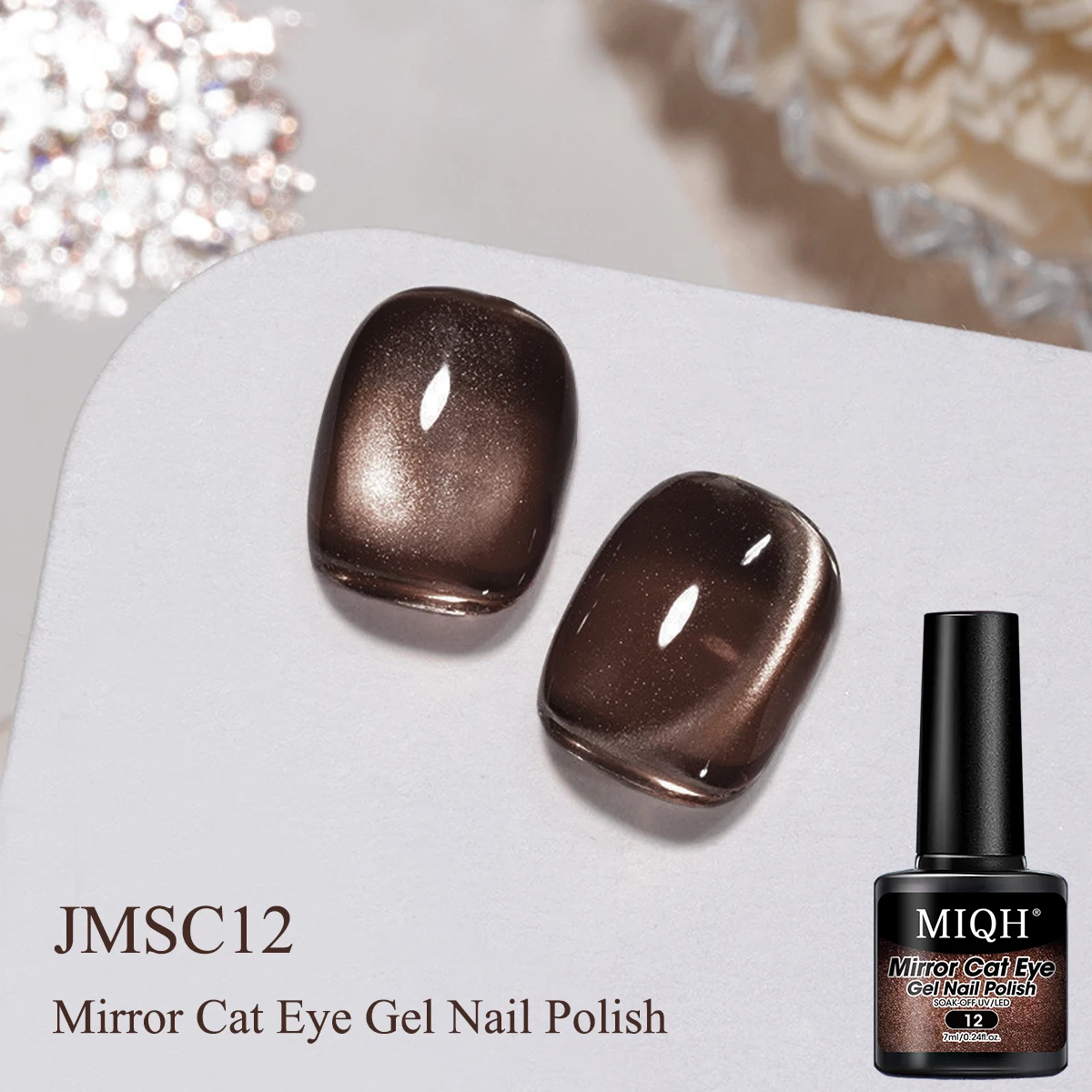 MIQH Einzelpackung Glitzer-Spiegel-Seiden-Katzenaugen-Magnetgel-Nagellack, abwaschbar, erfordert LED-Nagellampe, Damen-Nagellack, NA