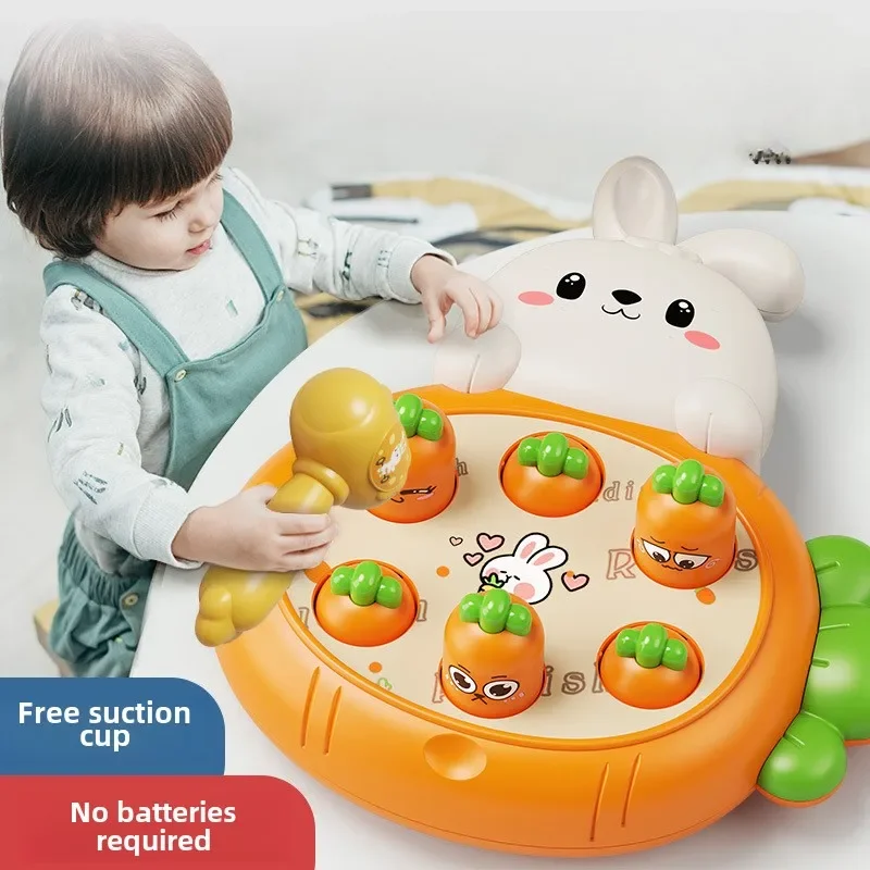 Montessori Cartoon Whack-a-mole Toy Rabbit Knocking Game Kid Early Educational Toy Parent-child Interaction Board Hammering Toys