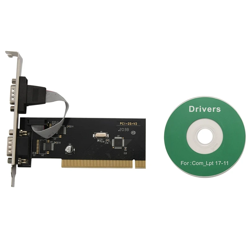 حار TTKK جديد 2 منافذ Pci إلى Com 9Pin المنفذ التسلسلي RS232 توسيع الناهض بطاقة محول TX382B مع رقم التتبع