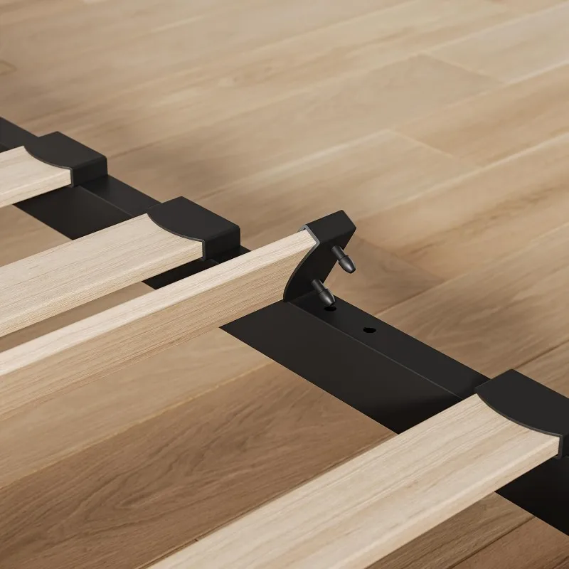 Struttura letto con testiera regolabile e 4 cassetti portaoggetti, struttura letto completa con piattaforma imbottita morbida con doghe in legno