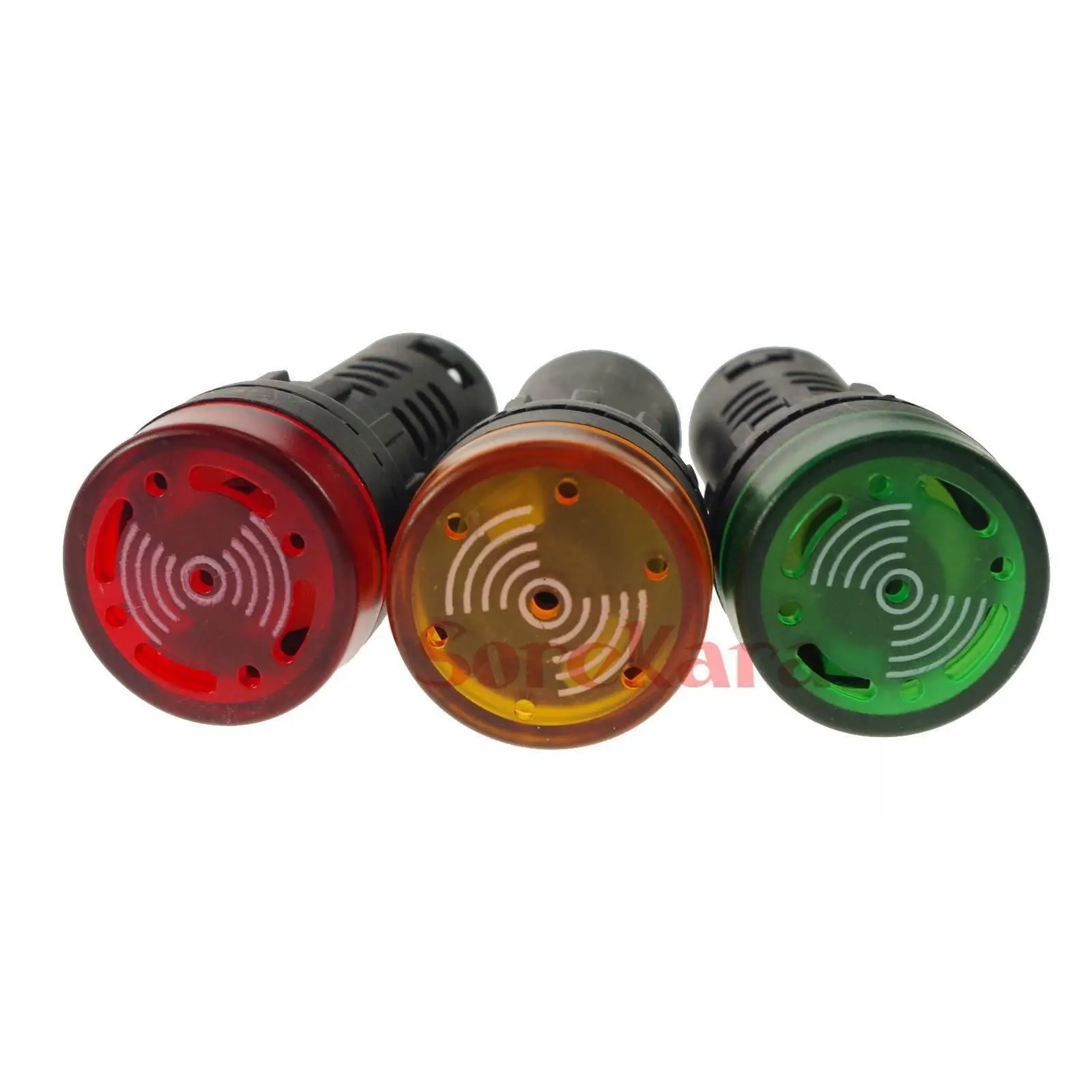 22mm Mount Diameter 12V 24V 110V 220V Red/Green/Yellow LED Power Indicator Light With Buzzer 60mm Height