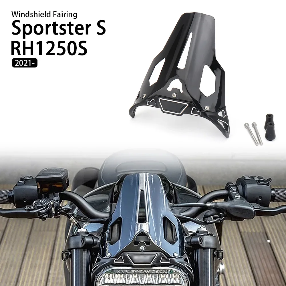 

New For SPORTSTER S RH1250S Motorcycle Accessories Sport Windshield Windscreen PC Black For Sportster S 2021 2022 2023