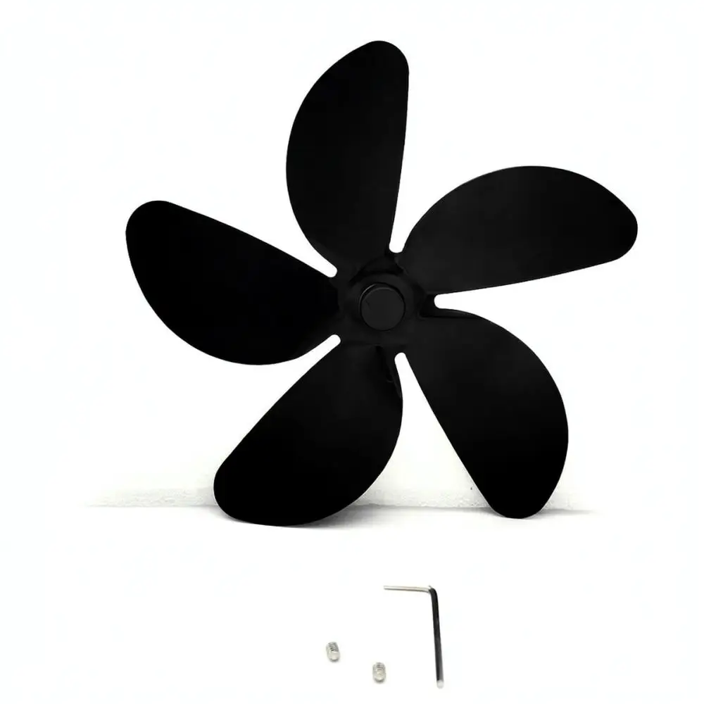 Black Aluminum Alloy Fan Leaf For Heat Powered Fireplace Stove Fan Replacement Accessory Professional Heating Tool