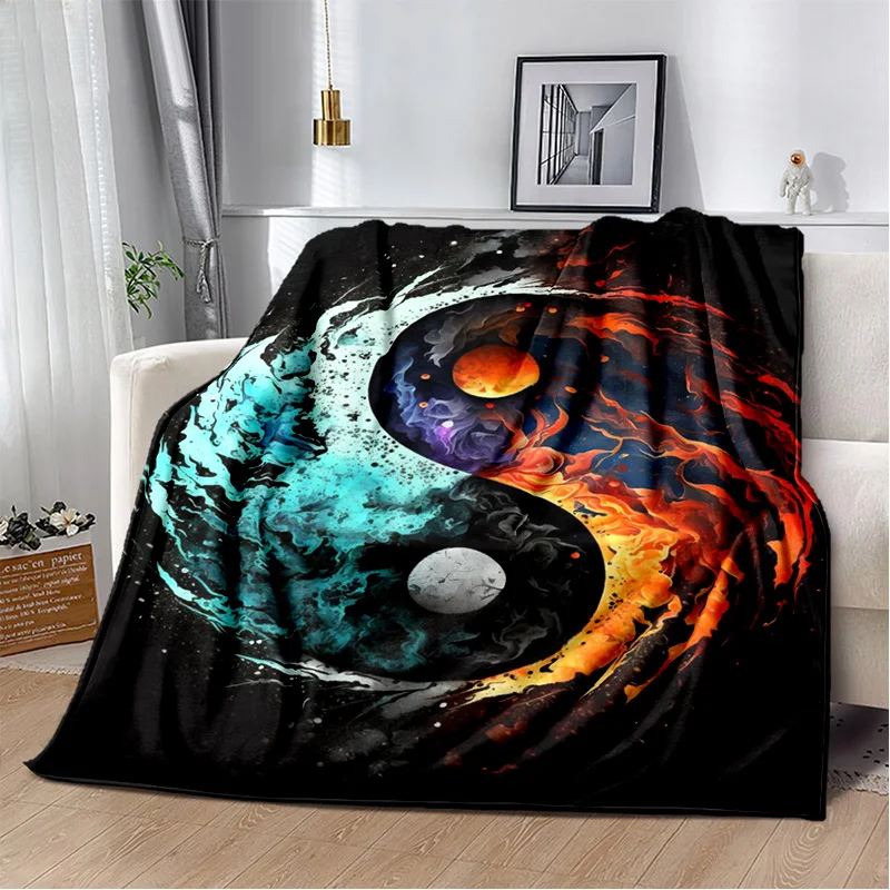 3D Naturalize Yin and Yang Chinese Tai Chi Blanket,Soft Throw Blanket for Home Bedroom Bed Sofa Travel Office Cover Blanket Kids