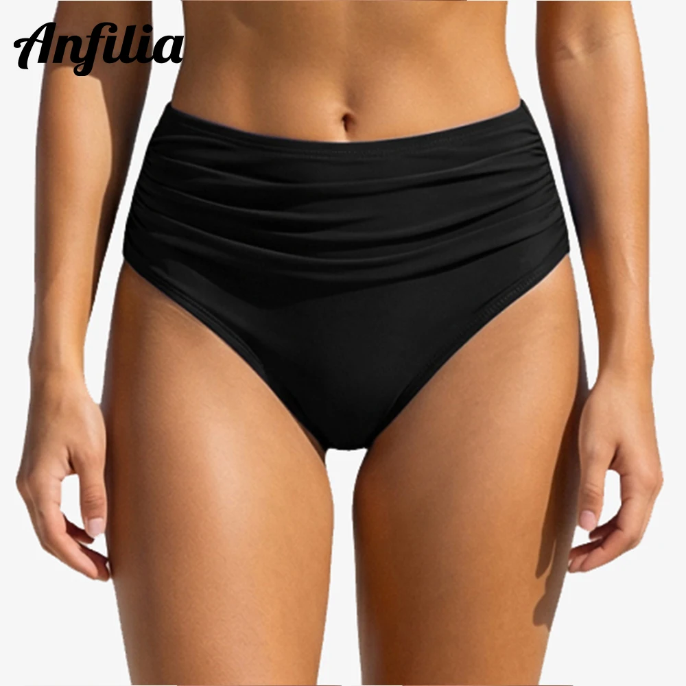 Anfilia Damen-Bikinihose mit hoher Taille und Bauchkontrolle, Badeanzug-Slip