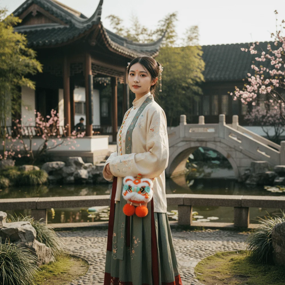 محبوك السنة الجديدة حقيبة كتف النمط الصيني مهرجان الربيع الأطفال الأسد حقيبة تخزين محفظة نسائية للعملات المعدنية أفخم حقيبة ساعي الطلاب #4