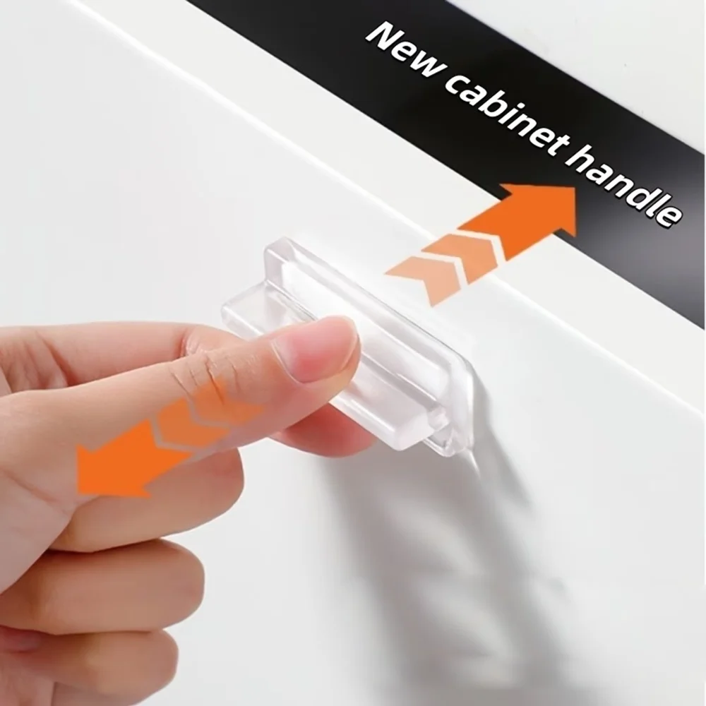 2 Pcs Clear Square Silicone Pulls, Invisible Self-Adhesive Drawer Handles, No Drill Screw-Free Cabinet Door Pulls for Modern