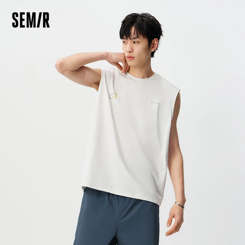 Semir Men Tank Top Quick Dry UV Protection Color Block Print Crew Neck Knit Tank 2026