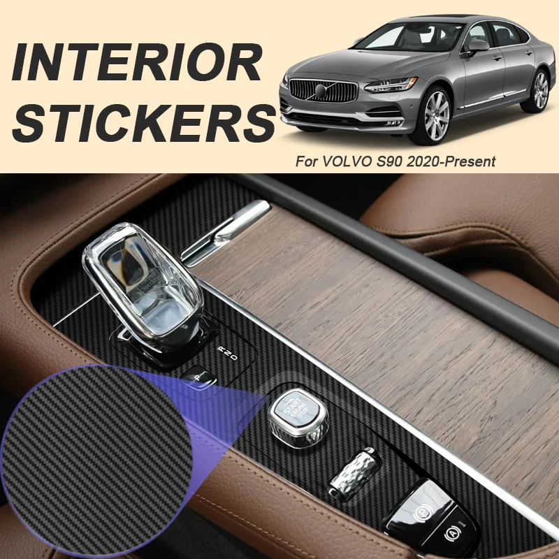 

Автомобильная карбоновая внутренняя наклейка для VOLVO S90 2020-настоящее время, LHD, авто панель подъема окна, наклейка, защитная пленка для двери шестерни, аксессуар