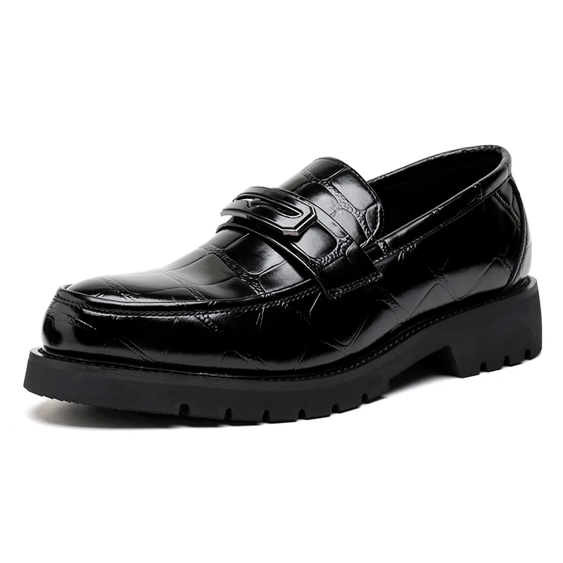 Men's Thick Soled Leather Shoes Minimalist Design Style Daily Outdoor Leisure Business Party Height Increasing Shoes Zapatillas