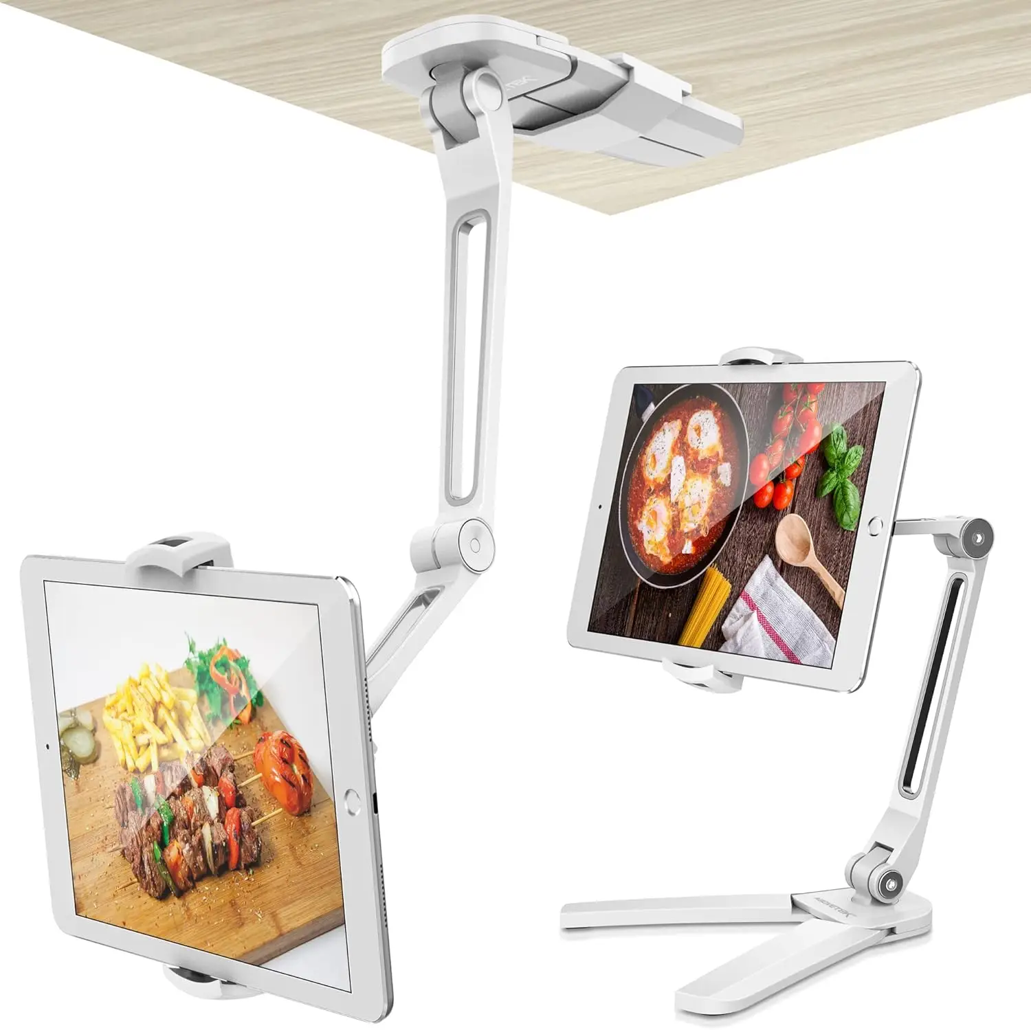 

3 in 1 360° Under Cabinet iPad Mount for Kitchen, Fits 4.7"-13.5" Tablets, White