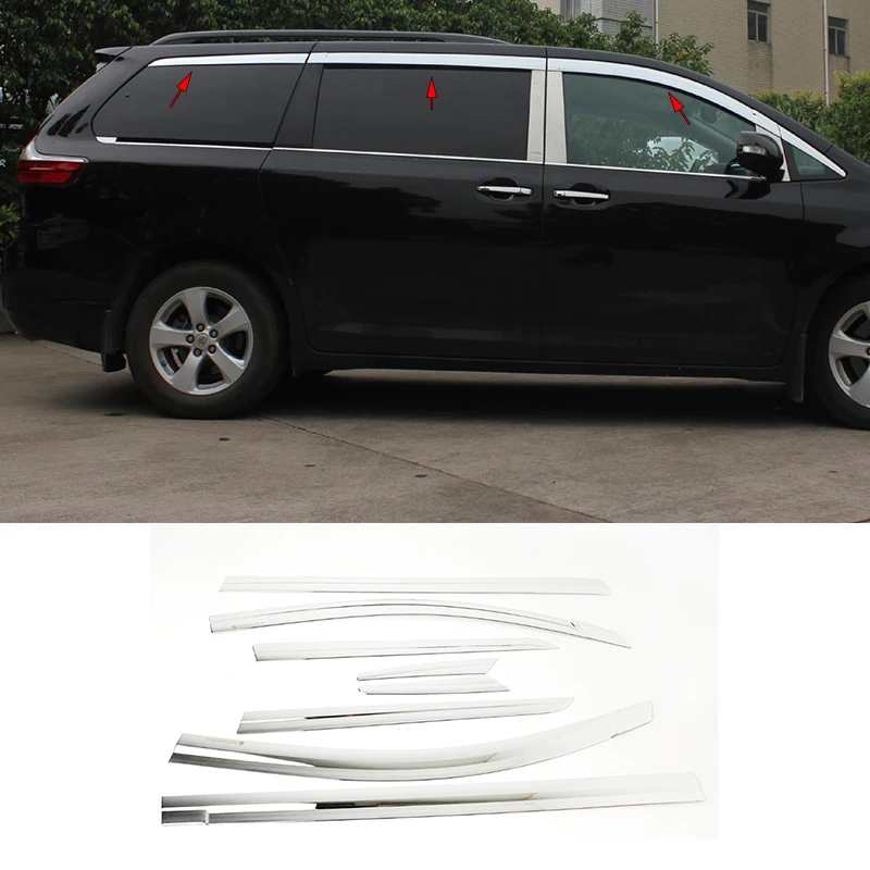 

Car accessories FIT FOR Toyota Sienna 2011-2019 ABS chrome waterproof Door Window Visor Vent Shades Sun Rain Guard