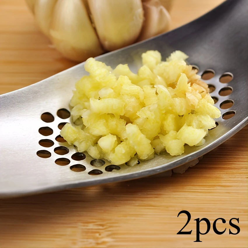 2pcs Arc Garlic Masher, Manual Stainless Steel Garlic Press, Boat Type Garlic Grinder, Garlic Masher