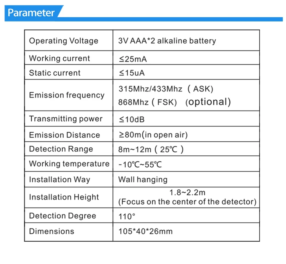 Tuya 433MHz الحياة الذكية حماية أمن الوطن PIR مستشعر حركة بالأشعة تحت الحمراء كاشف لنظام إنذار أمان المنزل
