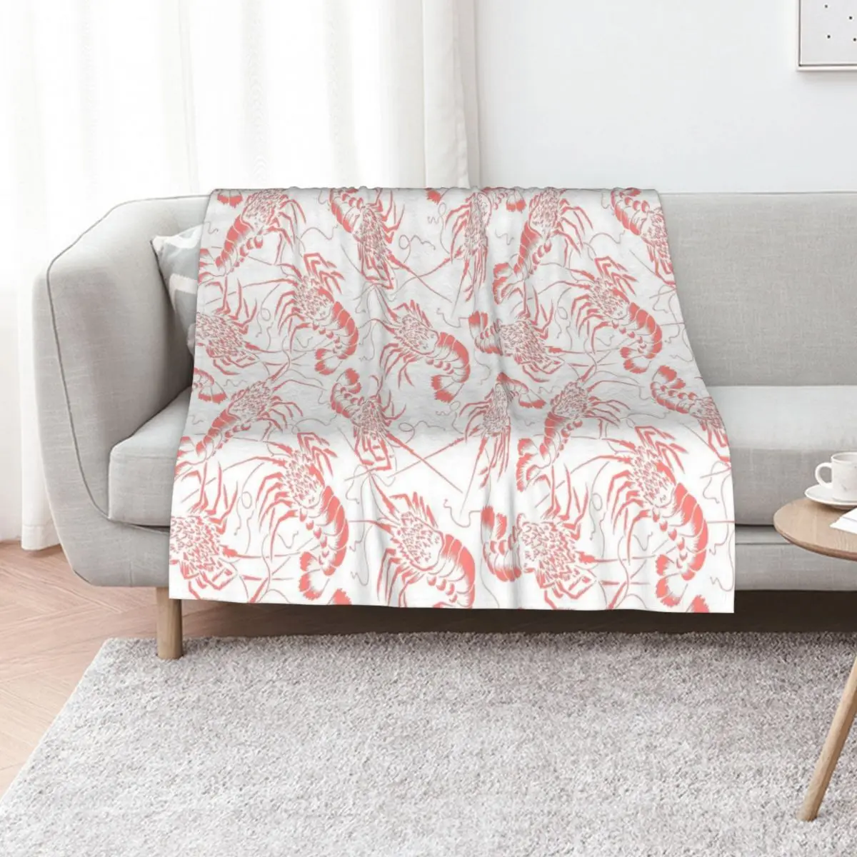 

Prawn Shrimp Pattern Throw Blanket wednesday Comforter For Sofa Thin Custom Blankets