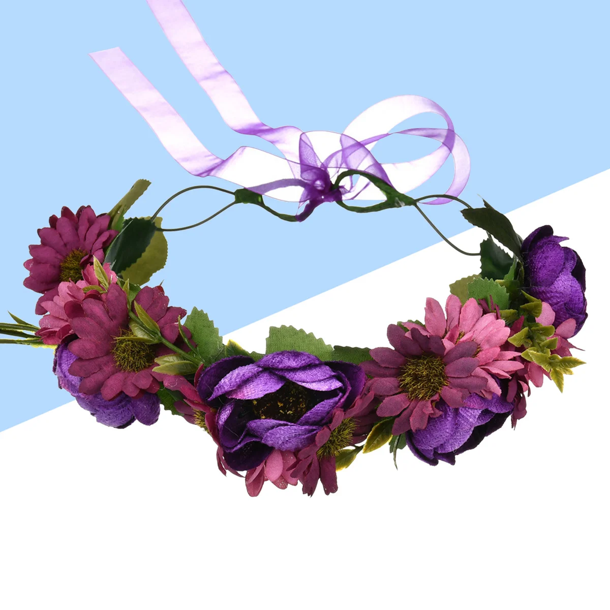 

Rose Flower Headband Cloth Purple Floral Hair Garland Wedding Bridesmaid Girl Hairband Women Garland Crown Flower Crown