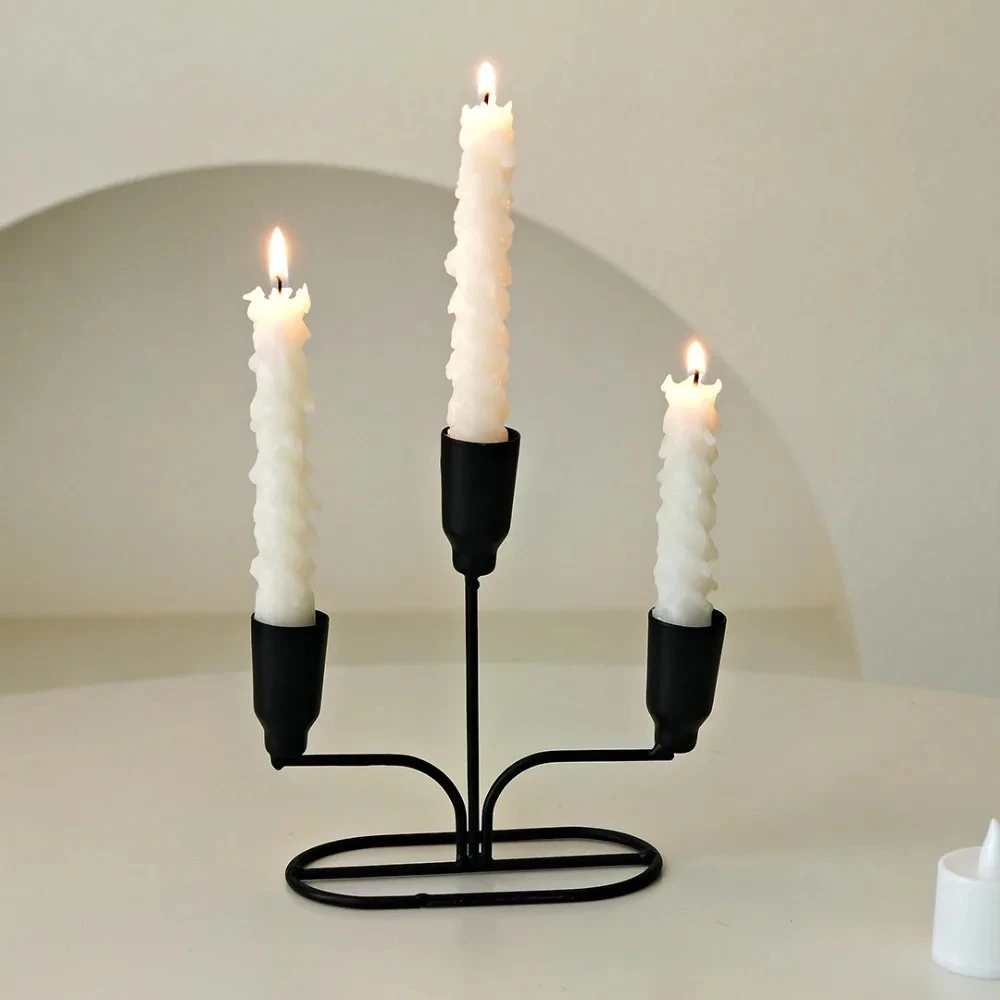 Nordic 3‑Arm Metal Candle Holder Elegant Taper Candle Stick Holder Romantic Dinner Decor  Wedding Table Decoration