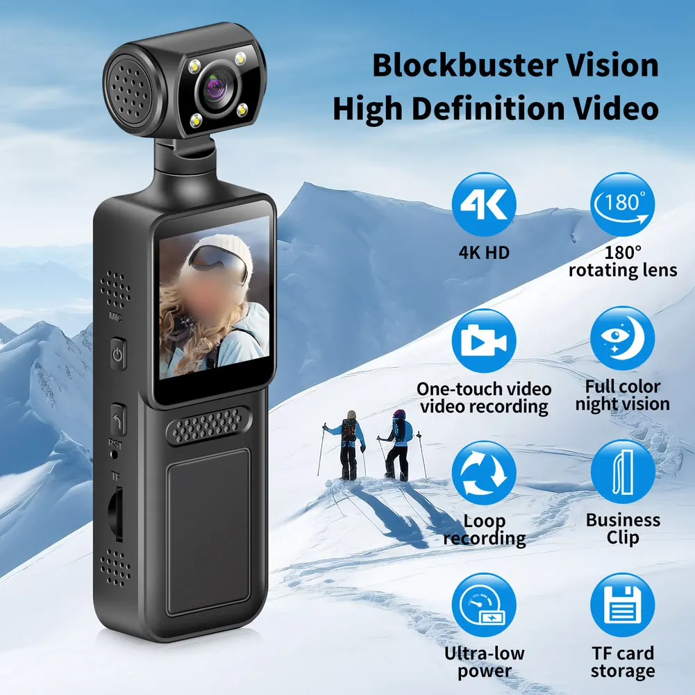 4K Cycling Recorder Portable Law Enforcement Device Handheld Pocket Camera For Body Clip Camera With Audio & Loop Recording