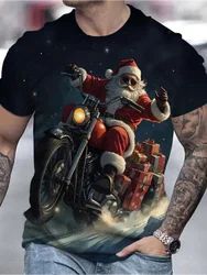 Christmas Mens T-Shirt Summer Funny Santa Claus Print Men's Clothes O-Neck Men's Short Sleeve T-Shirts Loose Vintage Y2k Clothes