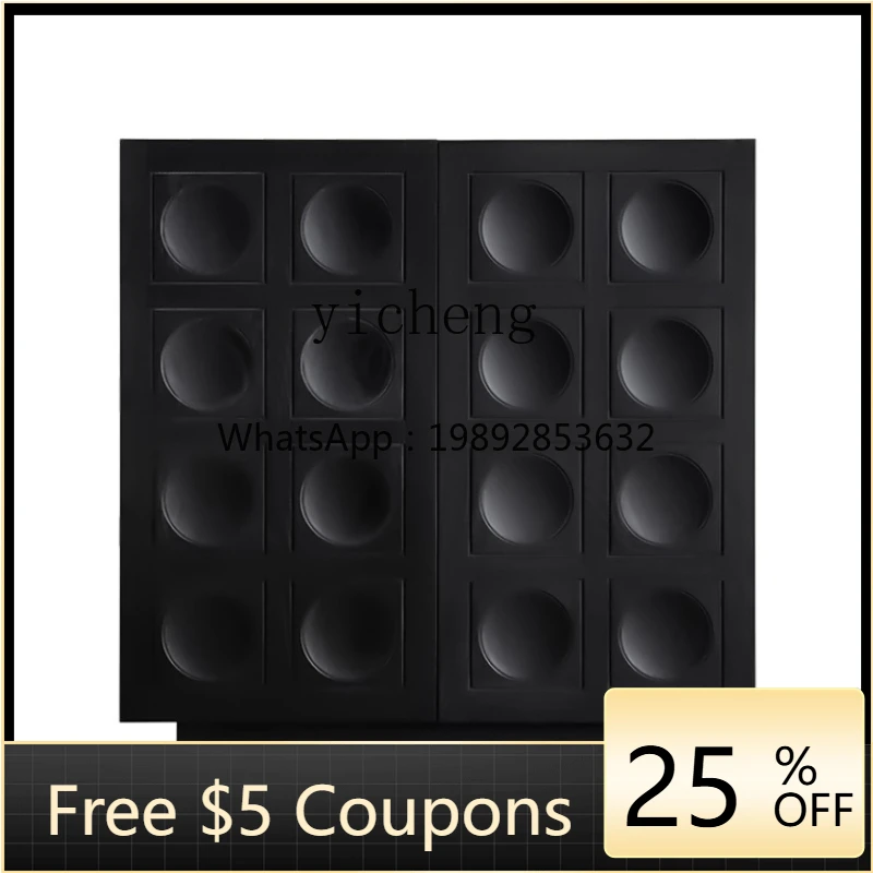 

XL Solid Wood Sideboard Vertical Cabinet Black Storage Semi-High and Low Chest of Drawers Shoes Storage