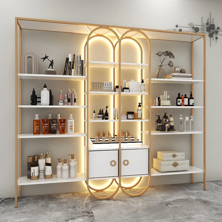 

Cosmetics Display Cabinet Skin Care Product Sample Display Rack Beauty Salon Storage Showcase Showroom Shelf Bag Rack