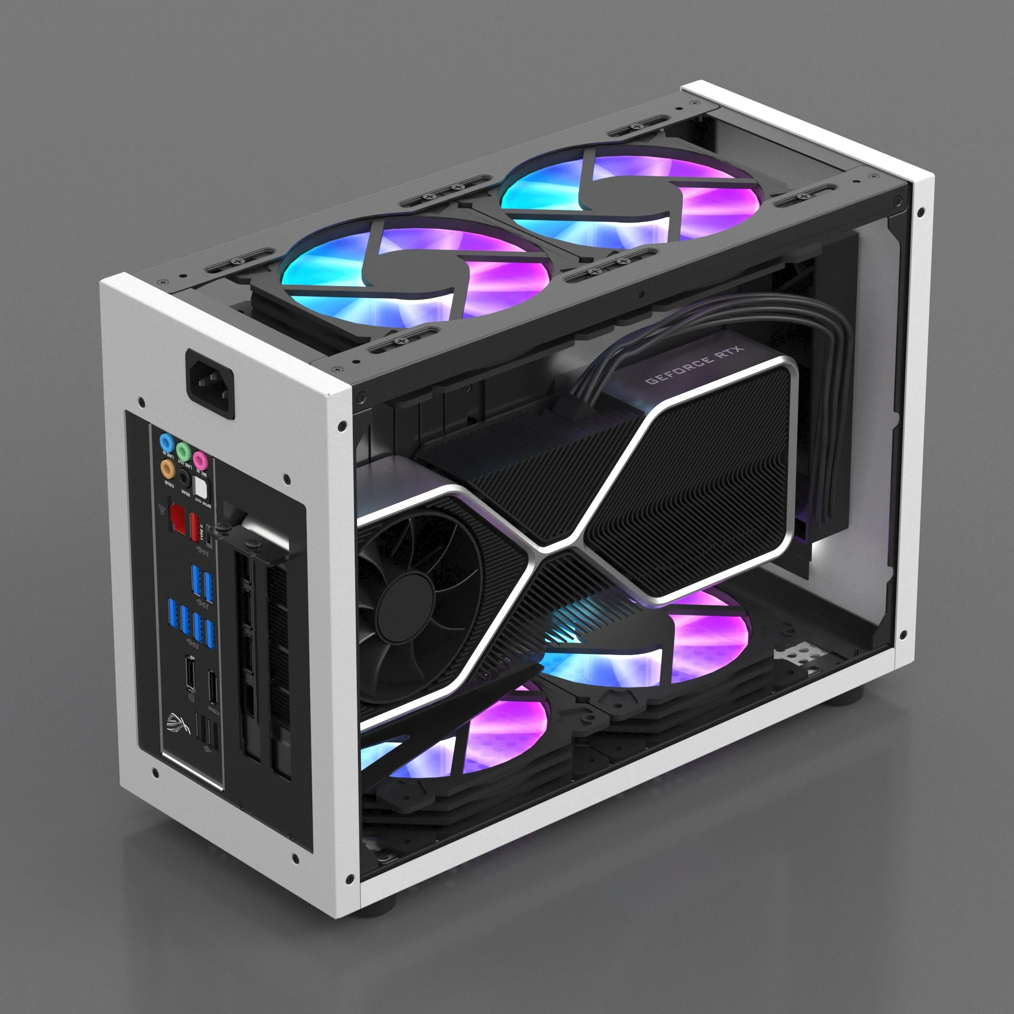 Mini ITX sasis komputer 240mm terintegrasi pendingin air sisi transparan casing HTPC Desktop portabel casing game