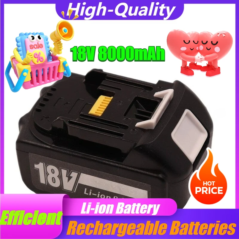 

18V 8000mAh BL1860 Rechargeable Battery Lithium-ion Compatible with Makita 18V Battery