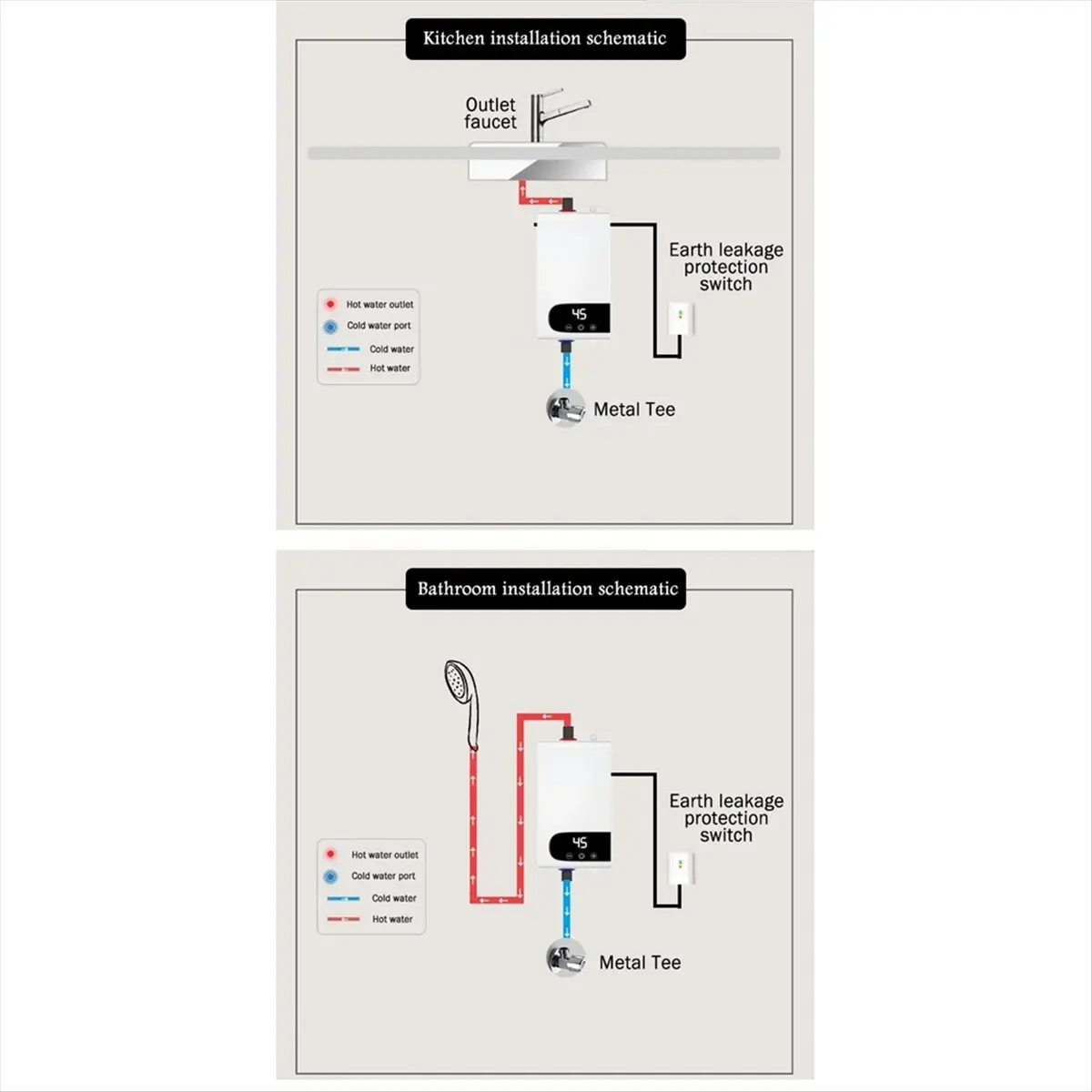 

Y32A Мгновенный водонагреватель мощностью 5500 Вт Портативный для ванной комнаты, душа и кухни IP4 Водонепроницаемый ЖК-цифровой дисплей с вилкой европейского стандарта